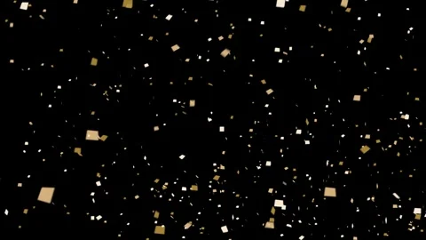 Gold confetti falling wind on black backgrounds rendering Stock Footage 331525502