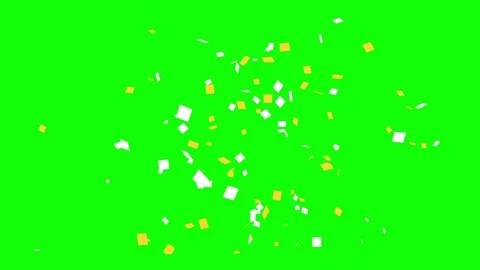 Gold Confetti Foil explosion flying on green screen animation (chroma key) Stock Footage 292916778