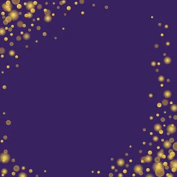 Gold confetti glitter, Sparkling dots on purple Stock Illustration