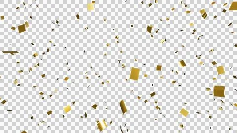 Gold confetti over transparent background. 3D render. Stock Illustration