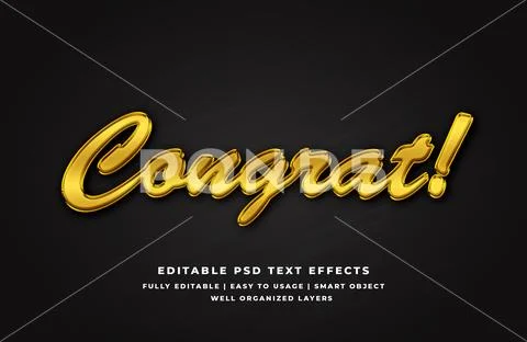 Gold congratulation 3d text style effect - PSD Template PSD-Vorlage