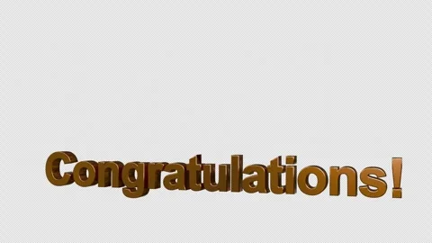 Gold Congratulations 3D Text Jumping Animation Alpha 4K Vídeos de archivo 335275886