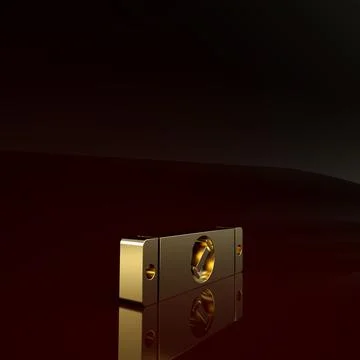 Gold Construction bubble level icon isolated on brown background. Waterpas, m Ilustración de archivo