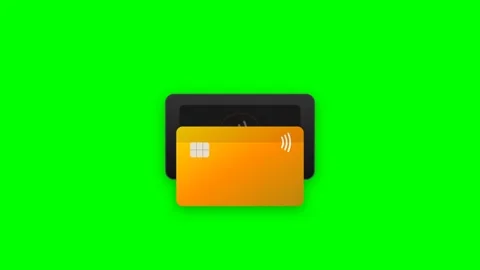 Gold Contactless Payment Card Tapping Terminal with Glowing Orange Ripple Wav Stock-Footage 346202137