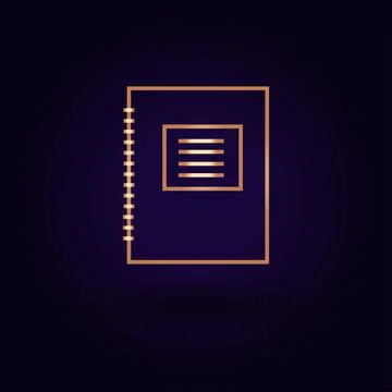 Gold copybook icon. Vector illustration isolated on a blue background. School Stock Illustration