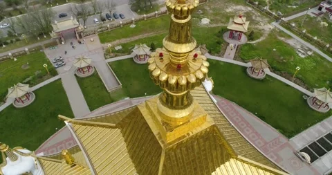 Gold cover with decorations on the tower Stock Footage 157308052