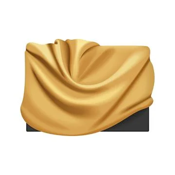 Gold cover of rectangular black object with drapery, 3D realistic hidden Stock Illustration