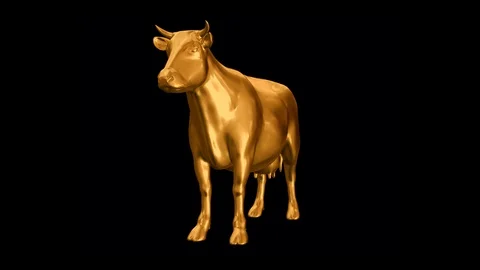 Gold cow statue Stock Footage 94570905