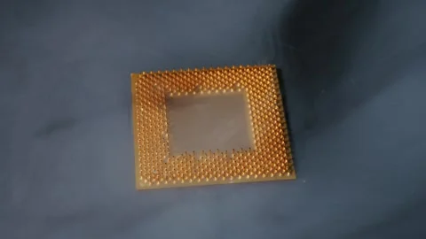 Gold CPU Processor in Billowing White Smoke Stock Footage 325669063