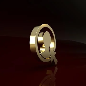 Gold Create account screen icon isolated on brown background. Minimalism conc 스톡 일러스트