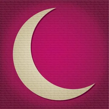 Gold crescent moon "Eid Mubarak" (Blessed Eid) text pattern card Stock Illustration