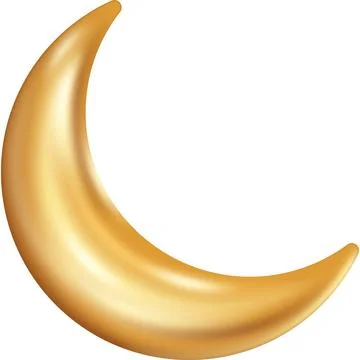 Gold crescent moon vector icon isolated on white Stock Illustration