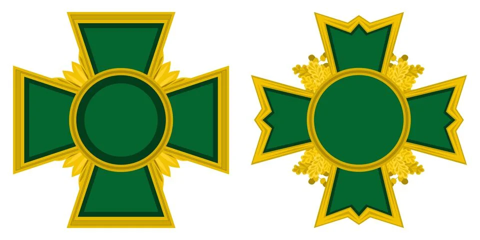 Gold crosses with simple patterns leaves ukraine Illustrazione stock