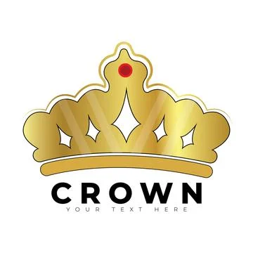 Gold Crown Icon Design Template For Winners, Champions, Leadership Stock Illustration