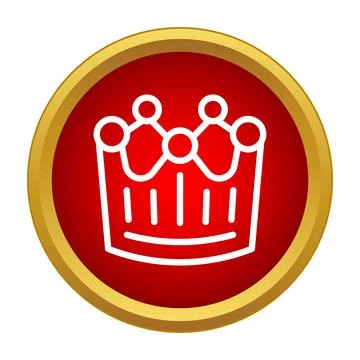 Gold crown icon in red circle communicating royalty Stock Illustration