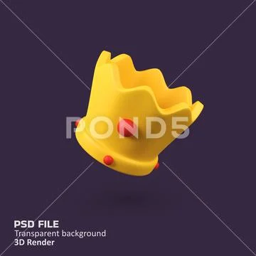 Gold crown isolated 3d render icon illustration PSD Template