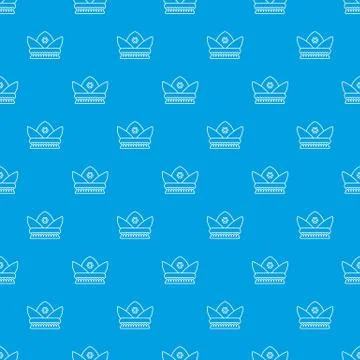 Gold crown pattern vector seamless blue Stock Illustration