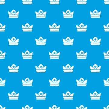 Gold crown pattern vector seamless blue Stock Illustration