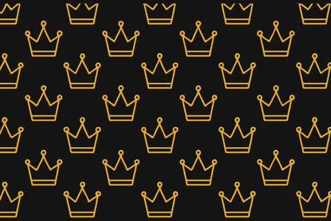 Gold Crown Seamless Pattern on Black Background イラスト素材