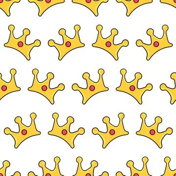 Gold crown seamless pattern textile print. repeat pattern background design Stock Illustration