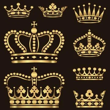 Gold Crown Set Stock Illustration
