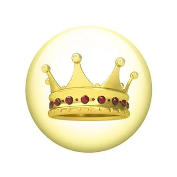Gold crown. Spherical glossy button Stock Illustration