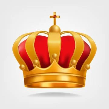 Gold Crown Vector. Luxury Monarchy Symbol. Isolated Realistic Illustration Stock Illustration