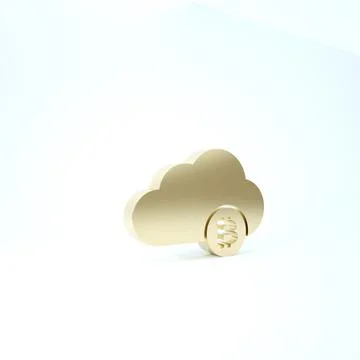 Gold Cryptocurrency cloud mining icon isolated on white background. Blockchai イラスト素材