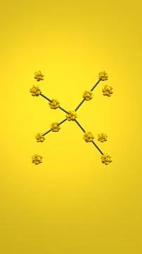 Gold Crystal Lattice 3D Vertical Illustration. Illustrazione stock