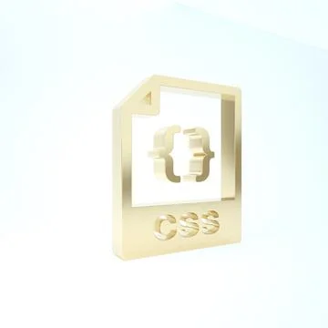 Gold CSS file document. Download css button icon isolated on white background 스톡 일러스트