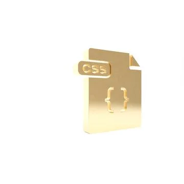 Gold CSS file document. Download css button icon isolated on white background Stock-Illustration