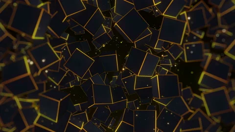 Gold cube background with golden polygon particle rotate looped 库存影片 237217804