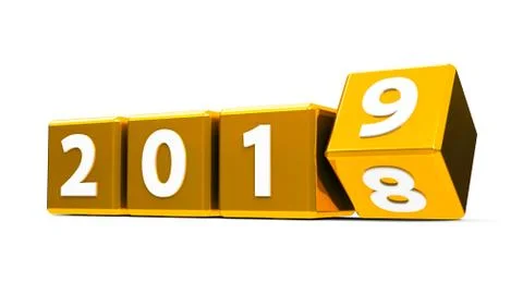 Gold cubes 2019 Stock Illustration