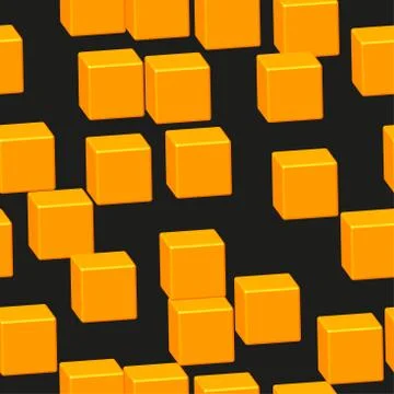 Gold Cubes Seamless Pattern on Black Stock-Illustration