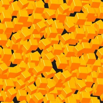 Gold Cubes Seamless Pattern on Black Stock Illustration