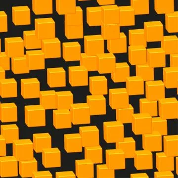 Gold Cubes Seamless Pattern on Black Stock-Illustration