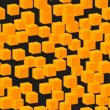 Gold Cubes Seamless Pattern on Black Stockillustratie