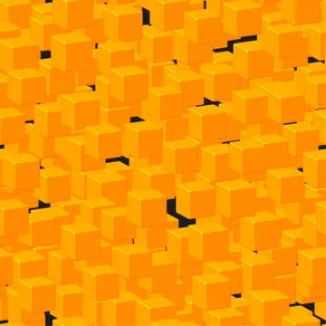 Gold Cubes Seamless Pattern on Black Stock Illustration