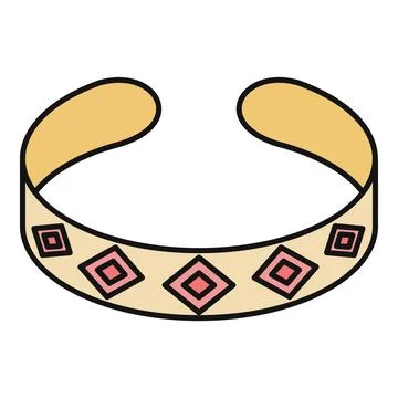 Gold cuff bracelet with diamond pattern design Illustrazione stock
