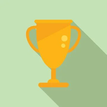 Gold cup exam icon flat vector. Book final Stock Illustration