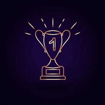 Gold cup icon. Vector illustration isolated on a blue background. School topi Stock Illustration