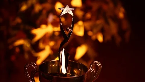 Gold cup statue star studio quality hd footage Stock Footage 102139971