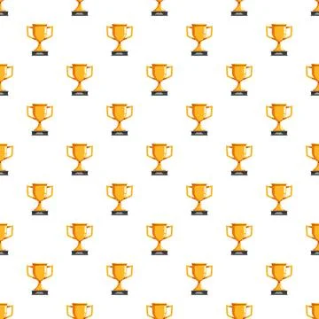 Gold cup trophy repeating pattern on white background Illustrazione stock
