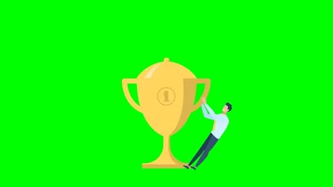 Gold cup trophy symbol icon, team support and work. Business success strategy Video stock 337813109