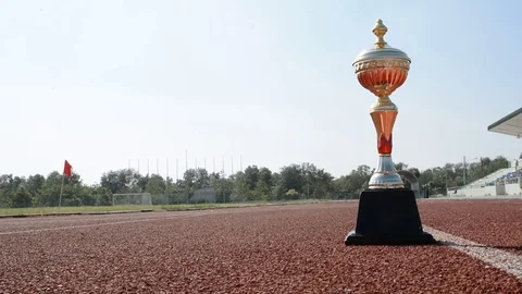 Gold cup winner, track running Stock Footage 84785302
