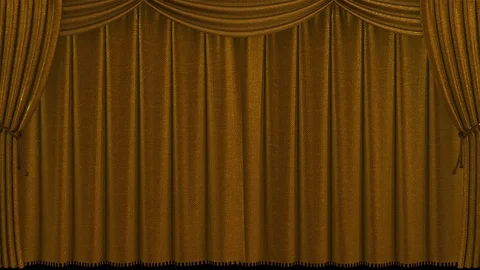 Gold Curtain Opening Stock Footage 100560582