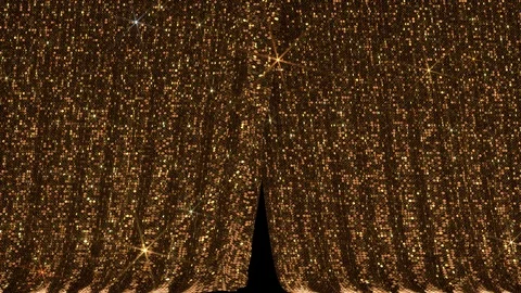 Gold curtains made from sequins - opening and closing Stock Footage