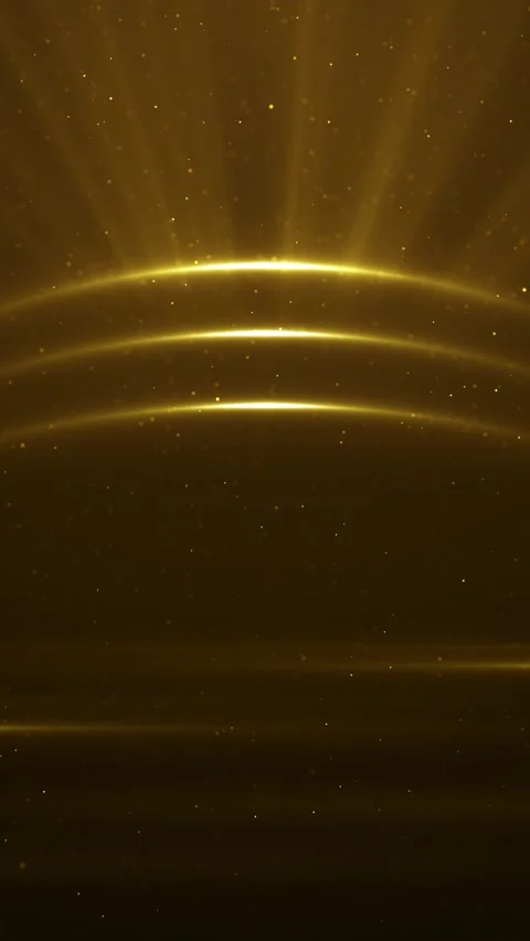Gold curved light motion visual glowing arc layers, soft particle sparkle, and w Stock Footage 340525360