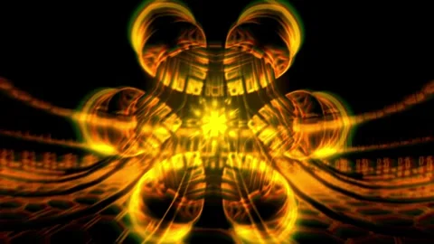 Gold Cyber Geometry Bloom 4K Seamless VJ Loop 스톡 동영상 333560756