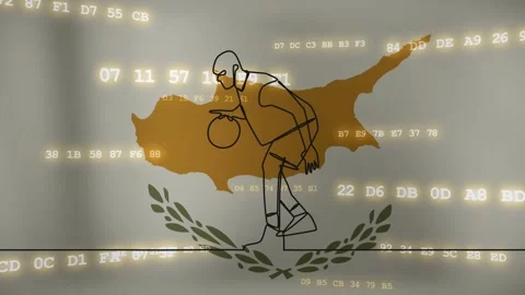 Gold Cyprus map appearing with codes, sketching, dribbling along baseline, Vídeos de archivo 334883607